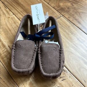 Janie and Jack Brown leather loafers with Suede Finish NWT
